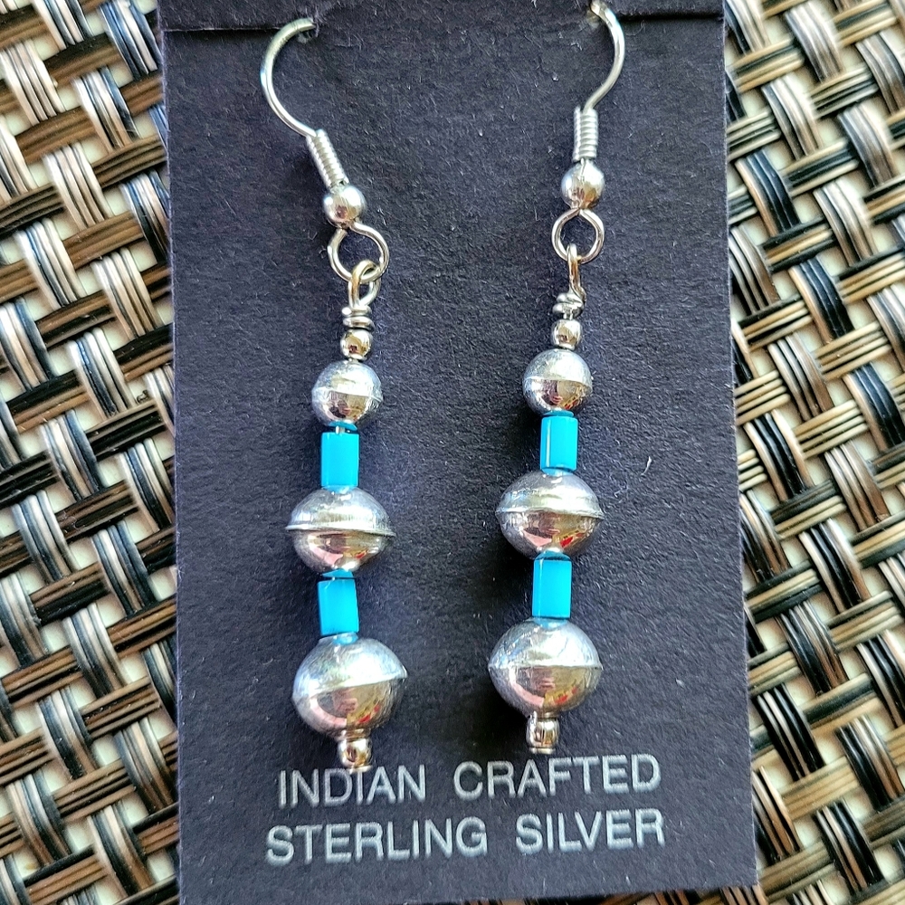 Sterling Silver & Turquoise Drop Earrings Handmade